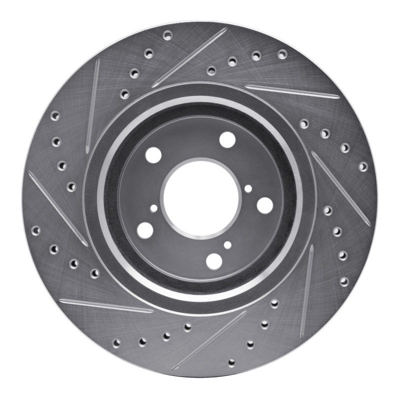 Acura MDX Brake Rotor (1) - Front Right - R1 Concepts - Drilled & Slotted - Silver - `15-`25